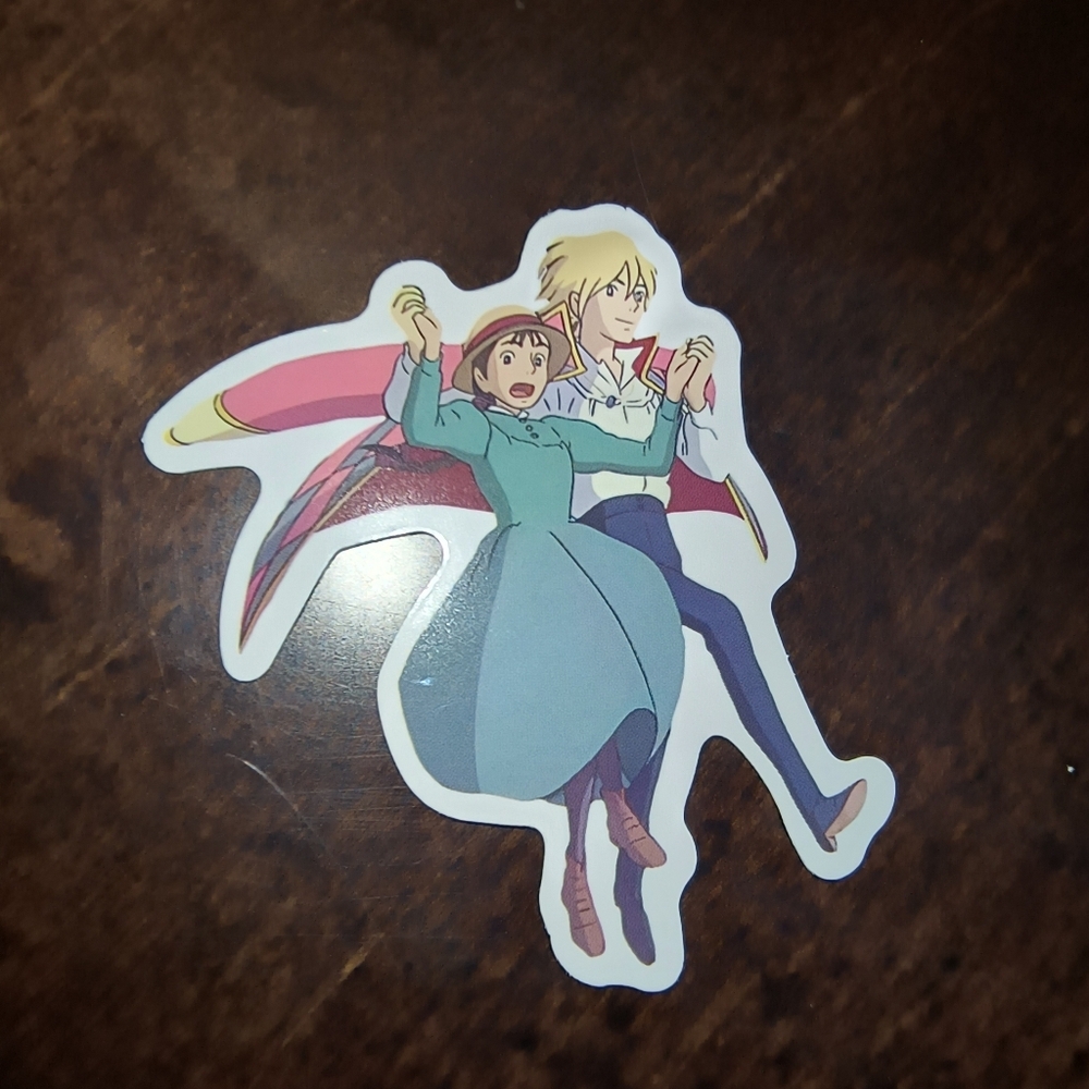 Howl and Sophie Studio Ghibli Sticker - Blue, Pink, Red